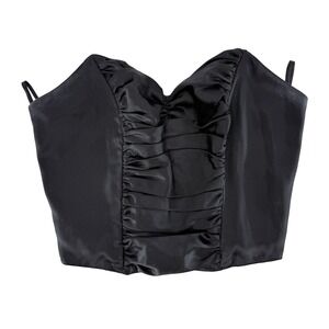 Ria Black‎ 100% Silk Ruched Bustier Corset Top Party Cocktail Tank Blouse